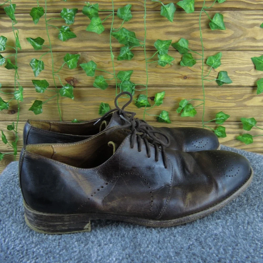 Robert Wayne Utah‎ Brown Leather Oxford Shoes Men 11D Dress Casual Lace-Up